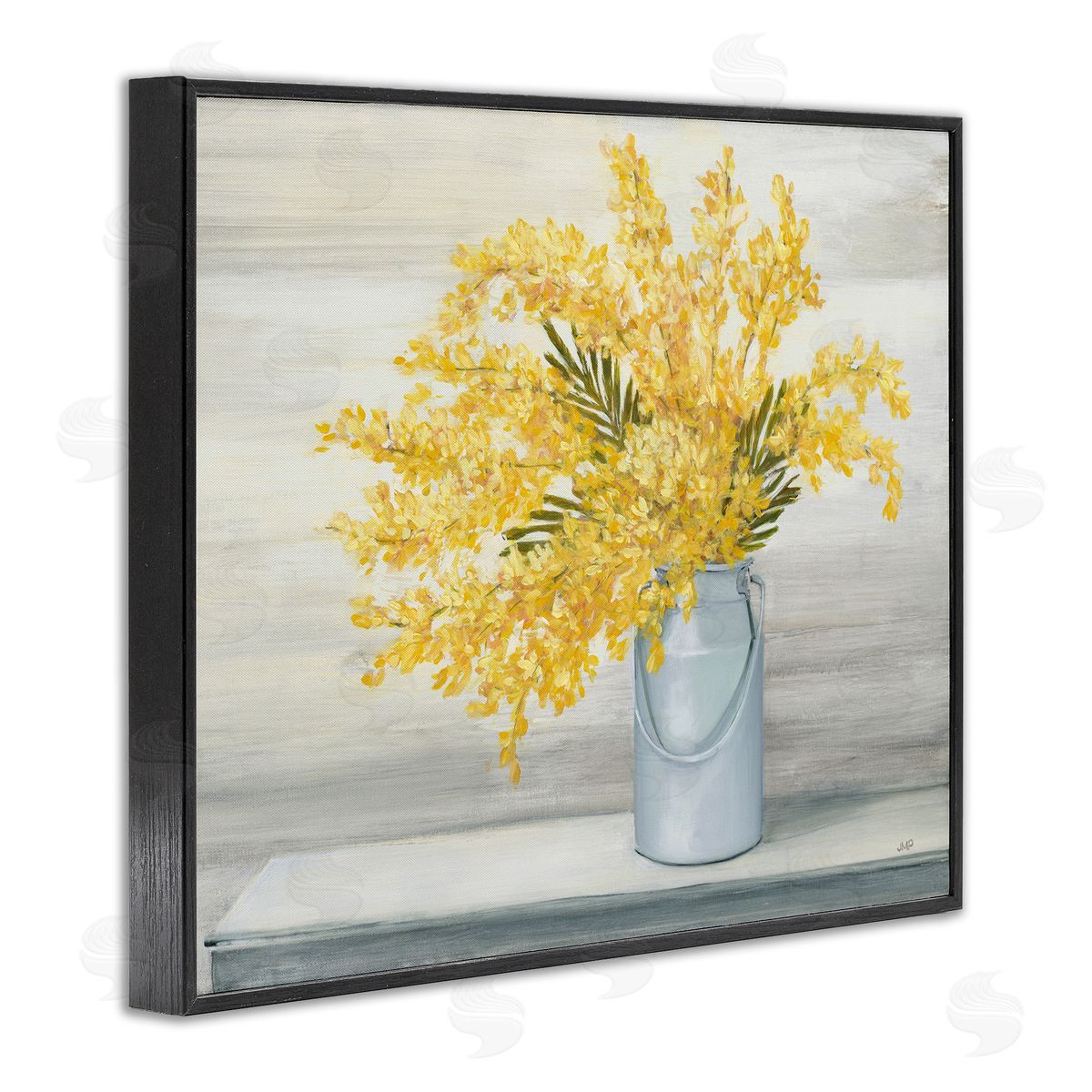 Julia Purinton Golden Fall Floral Bouquet in Country Milk Tin Black Framed Giclee Wall Art