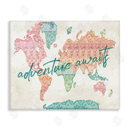 Dina June | Adventure Awaits Phrase Macrame Pattern World Map