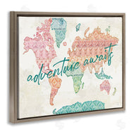 Dina June | Adventure Awaits Phrase Macrame Pattern World Map
