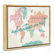 Dina June | Adventure Awaits Phrase Macrame Pattern World Map