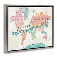 Dina June | Adventure Awaits Phrase Macrame Pattern World Map