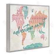 Dina June | Adventure Awaits Phrase Macrame Pattern World Map
