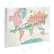 Dina June | Adventure Awaits Phrase Macrame Pattern World Map