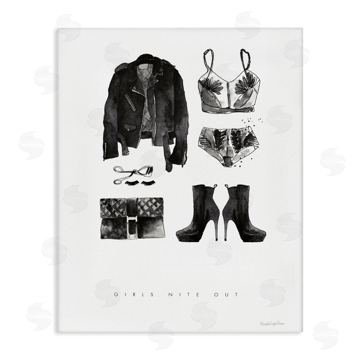 Mercedes Lopez Charro Girls Nite Out Slang Quote Female Fashion Mood Canvas Wall Art