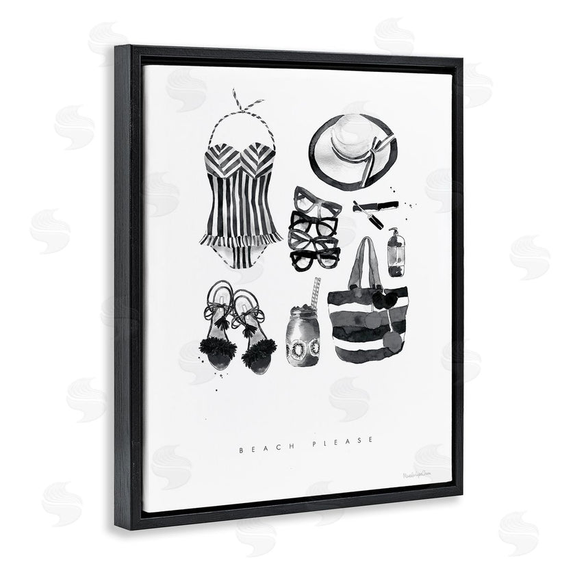 Mercedes Lopez Charro | Beach Please Phrase Black White Female Fashion