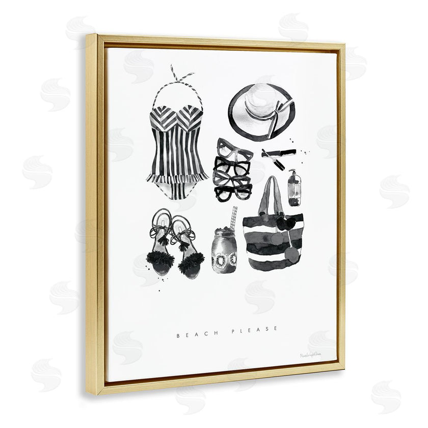 Mercedes Lopez Charro | Beach Please Phrase Black White Female Fashion