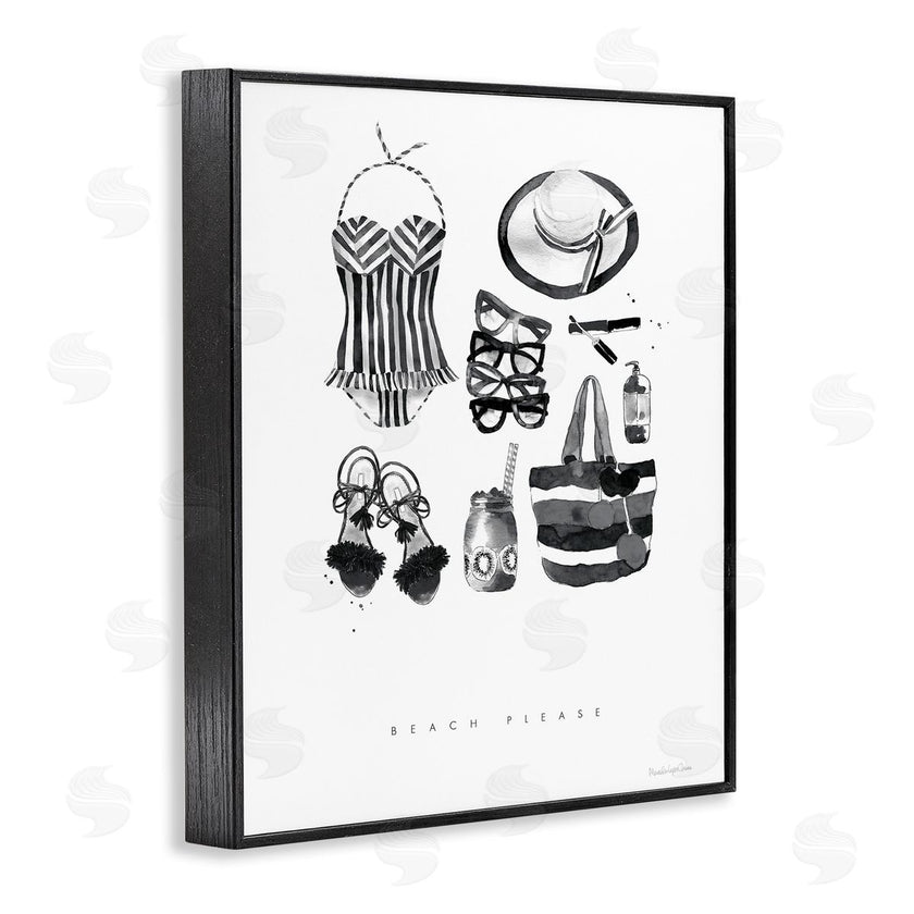 Mercedes Lopez Charro | Beach Please Phrase Black White Female Fashion