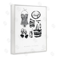 Mercedes Lopez Charro | Beach Please Phrase Black White Female Fashion