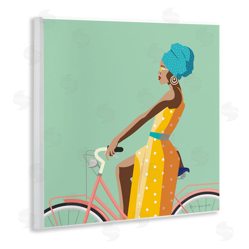 Omar Escalante | Summer Girl on Pink Bicycle Glam Female Fashion