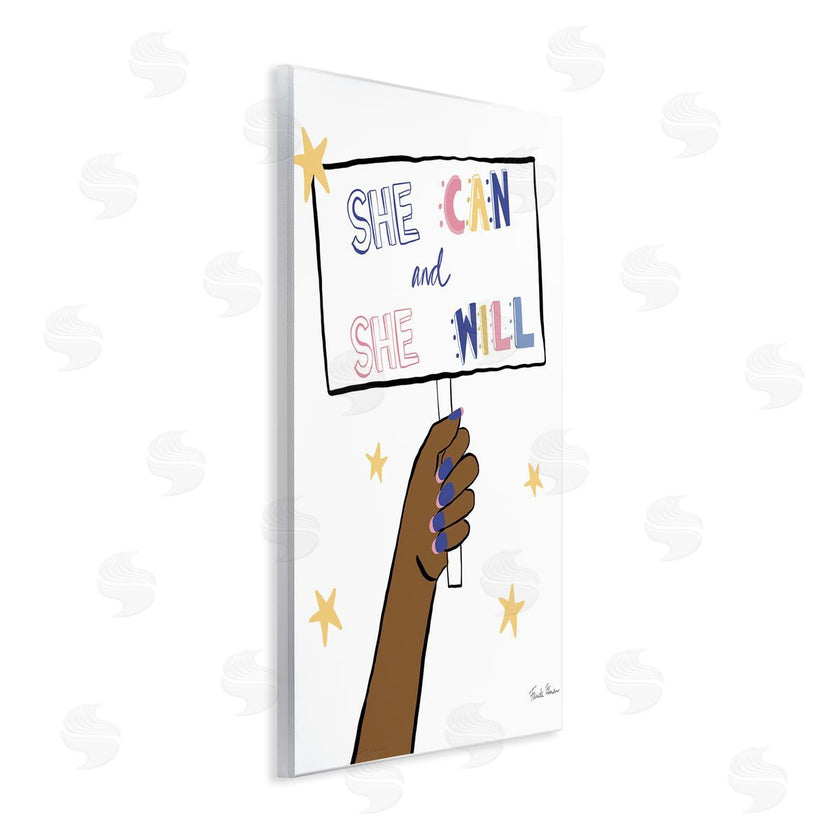 Farida Zaman | She Can and Will Phrase Hand Holding Sign