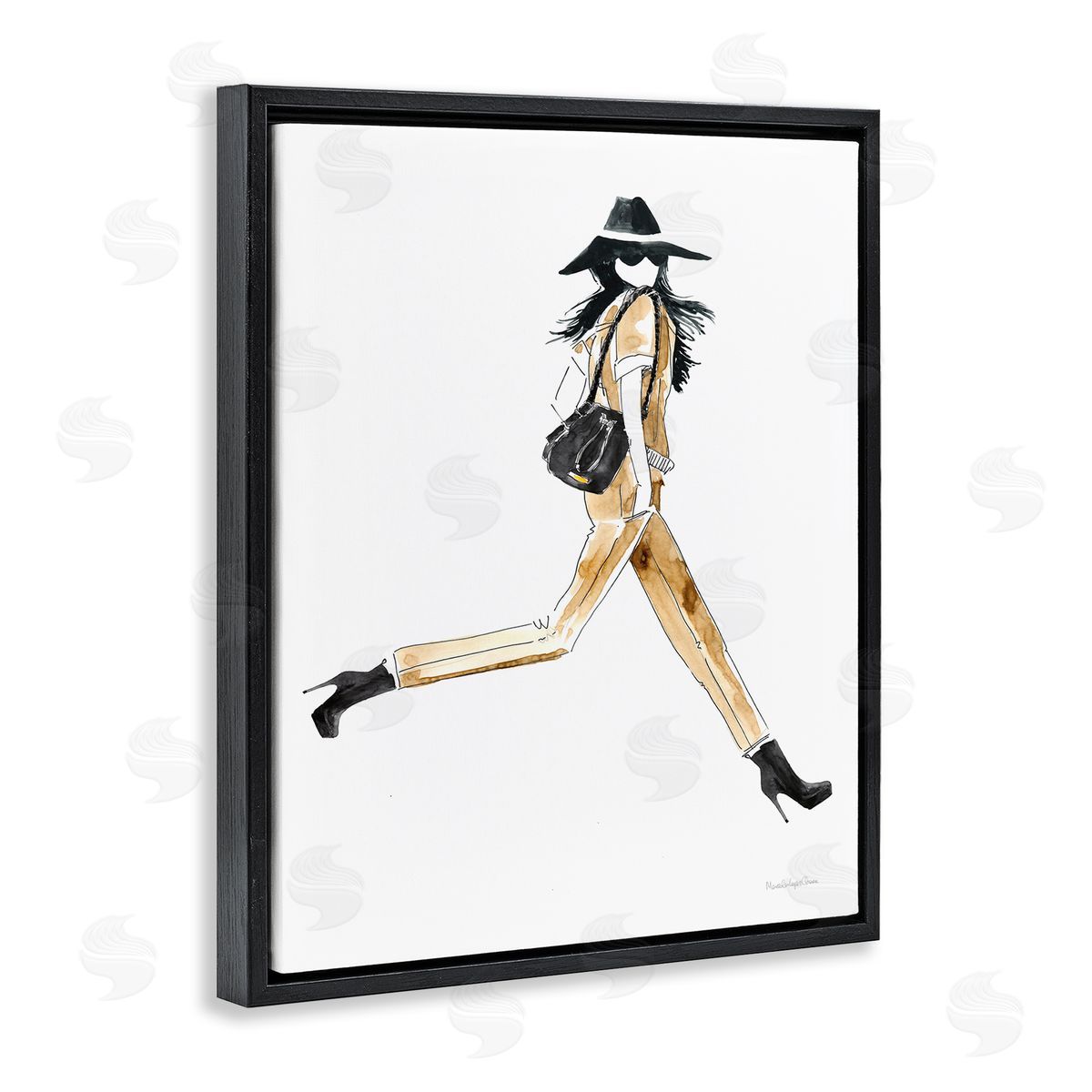 Mercedes Lopez Charro High Profile Fashion Female Glam Walking Pose Black Floater Frame Canvas Art
