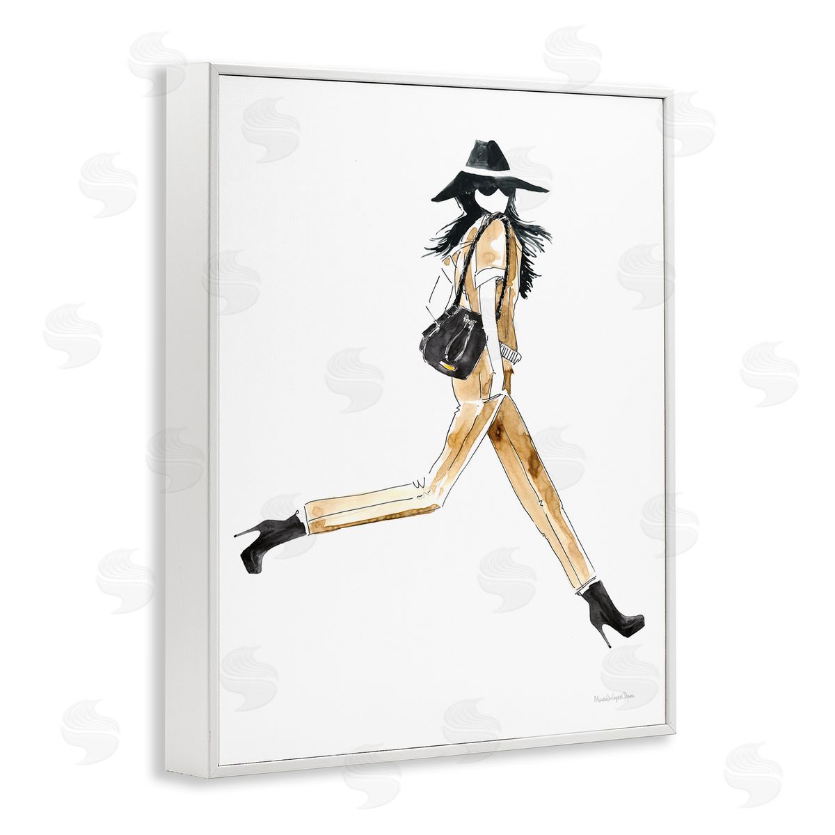 Mercedes Lopez Charro High Profile Fashion Female Glam Walking Pose White Framed Giclee Wall Art