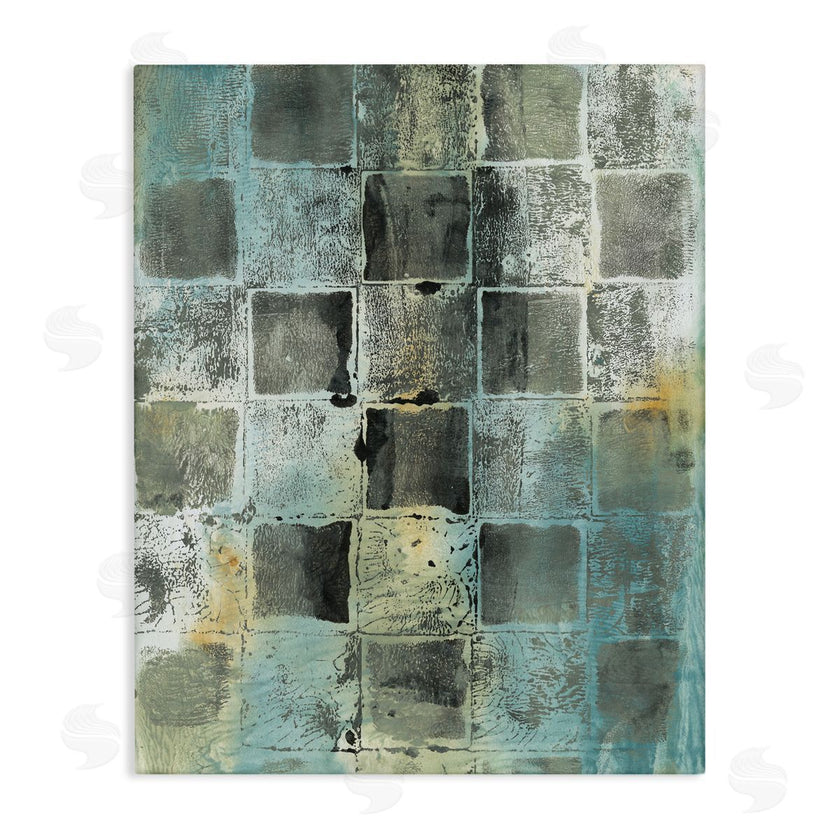 Joyce Combs | Checker Block Pattern Abstraction over Blue Green