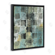 Joyce Combs | Checker Block Pattern Abstraction over Blue Green