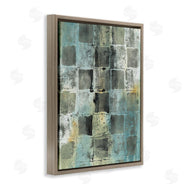 Joyce Combs | Checker Block Pattern Abstraction over Blue Green