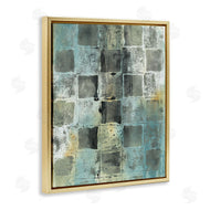 Joyce Combs | Checker Block Pattern Abstraction over Blue Green