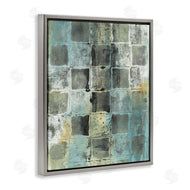 Joyce Combs | Checker Block Pattern Abstraction over Blue Green