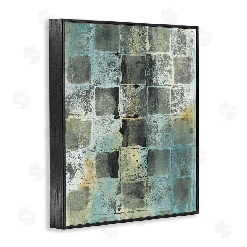 Joyce Combs | Checker Block Pattern Abstraction over Blue Green