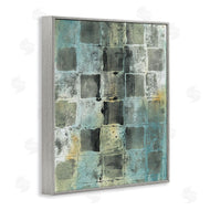 Joyce Combs | Checker Block Pattern Abstraction over Blue Green