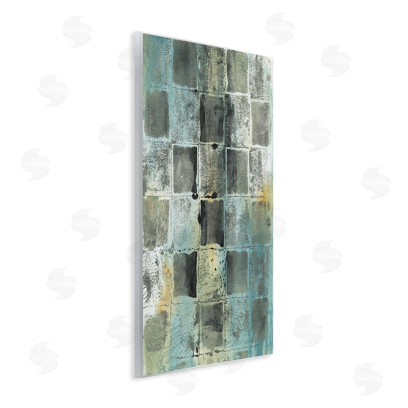 Joyce Combs | Checker Block Pattern Abstraction over Blue Green