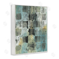 Joyce Combs | Checker Block Pattern Abstraction over Blue Green