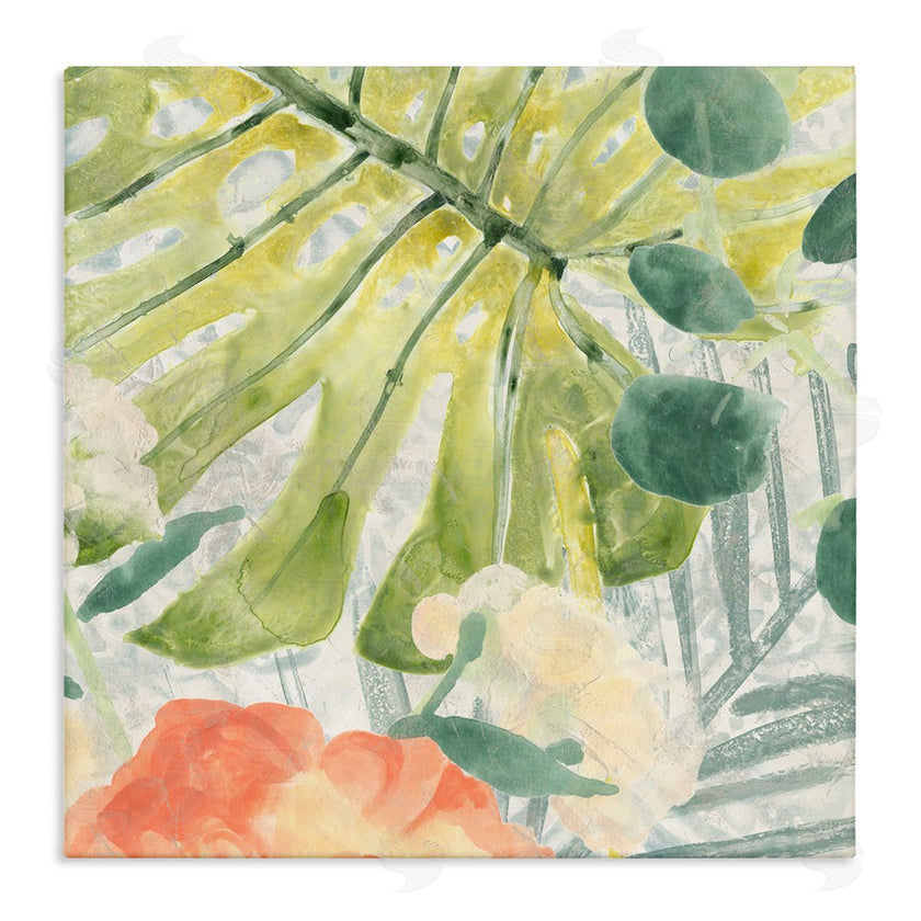 June Erica Vess | Green Palm Leaves Layered Abstraction Tropical Floral