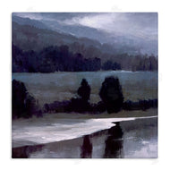 Sheila Finch | Stormy Countryside Lake Landscape Dark Blue Green