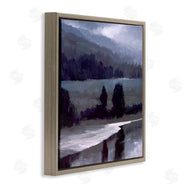 Sheila Finch | Stormy Countryside Lake Landscape Dark Blue Green