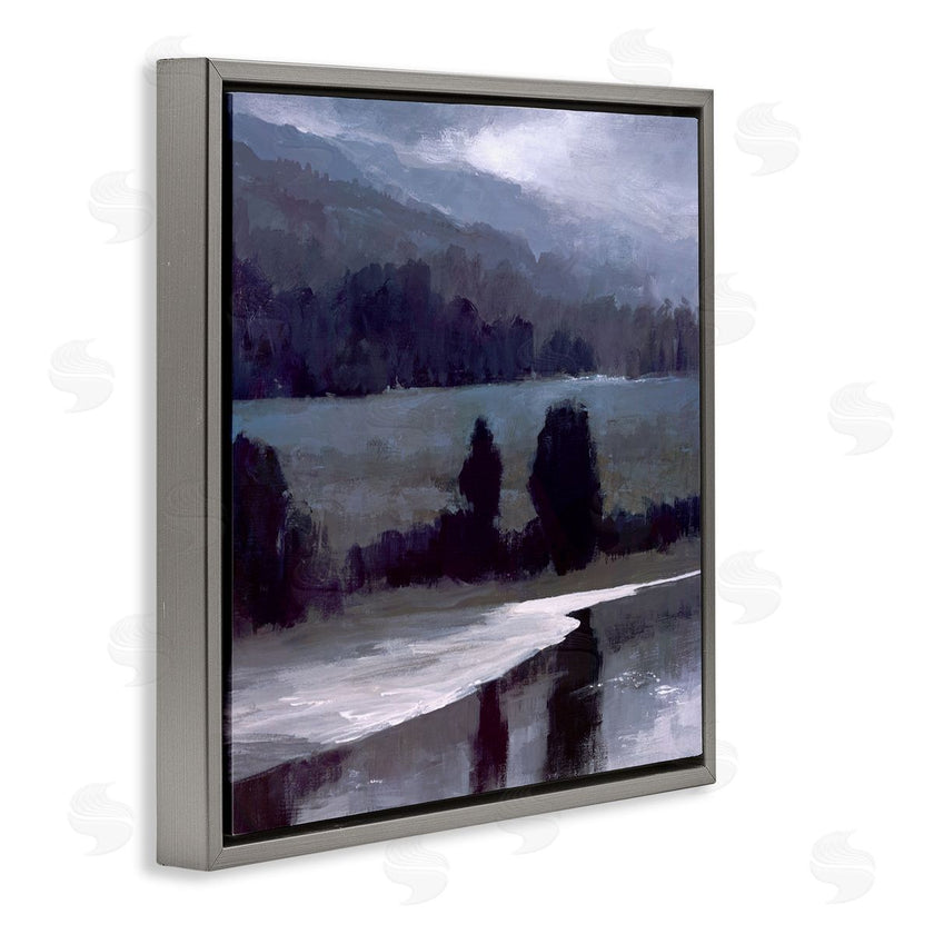 Sheila Finch | Stormy Countryside Lake Landscape Dark Blue Green