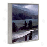 Sheila Finch | Stormy Countryside Lake Landscape Dark Blue Green