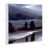 Sheila Finch | Stormy Countryside Lake Landscape Dark Blue Green