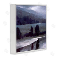 Sheila Finch | Stormy Countryside Lake Landscape Dark Blue Green