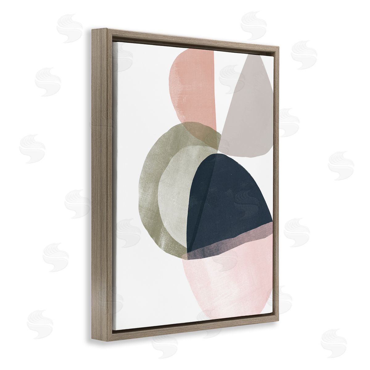 June Erica Vess Encapsulated Abstraction Organic Blue Green Pink  Brown Floater Frame Canvas Art