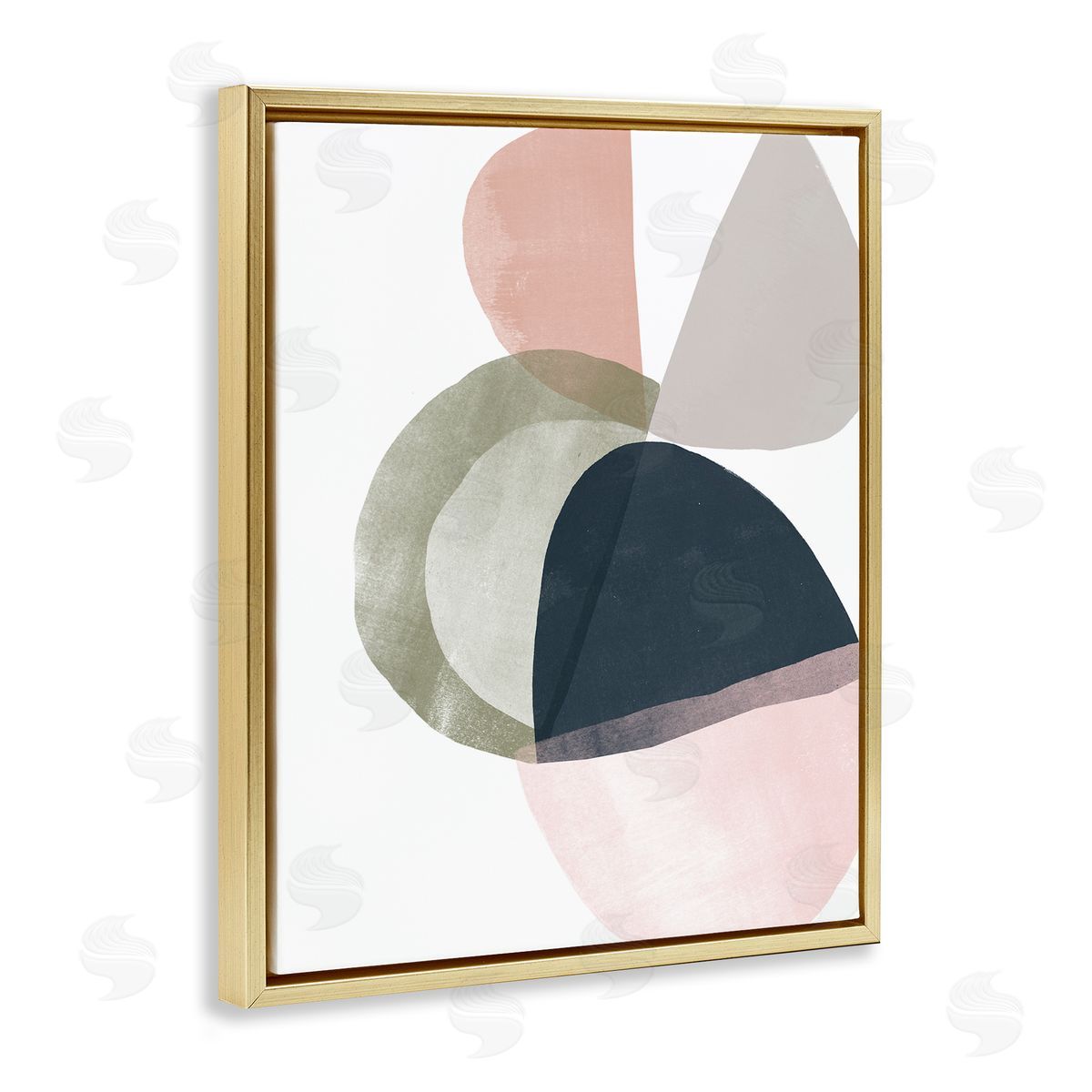 June Erica Vess Encapsulated Abstraction Organic Blue Green Pink  Gold Floater Frame Canvas Art