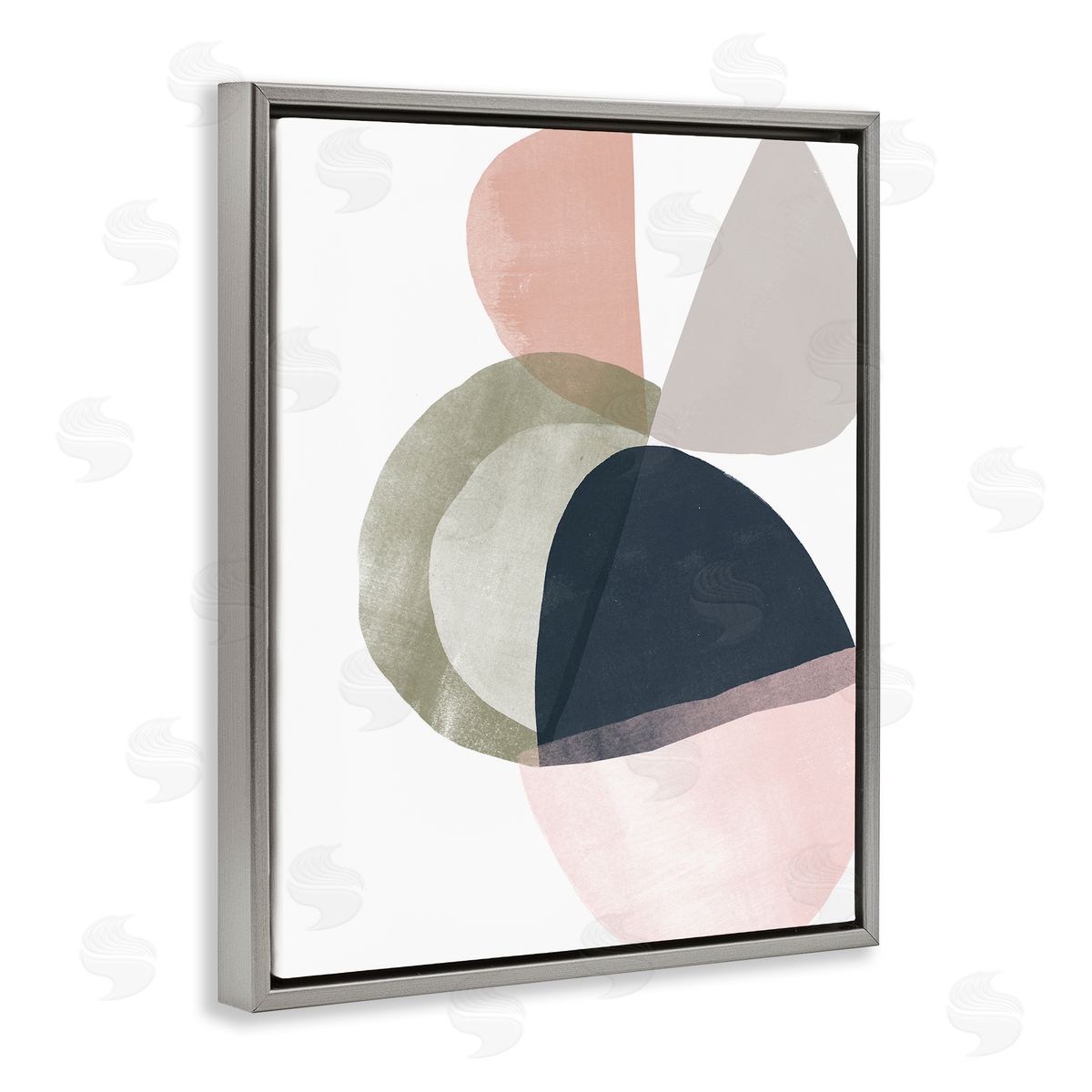June Erica Vess Encapsulated Abstraction Organic Blue Green Pink  Gray Floater Frame Canvas Art