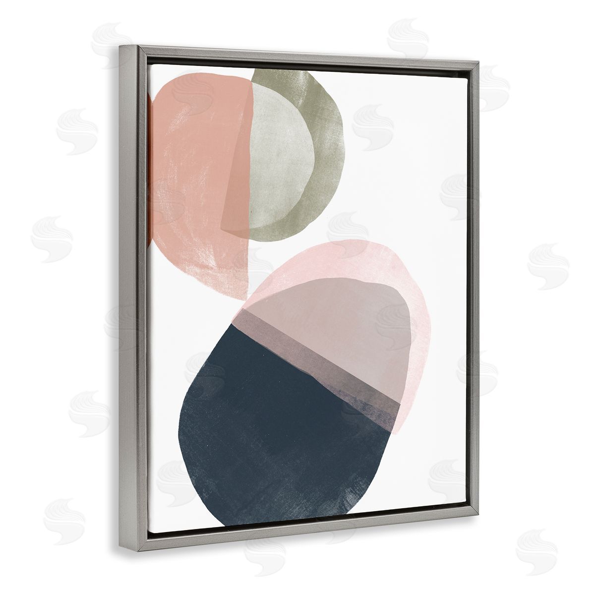 June Erica Vess Asymmetrical Capsule Abstraction Blue Green Pink Gray Floater Frame Canvas Art