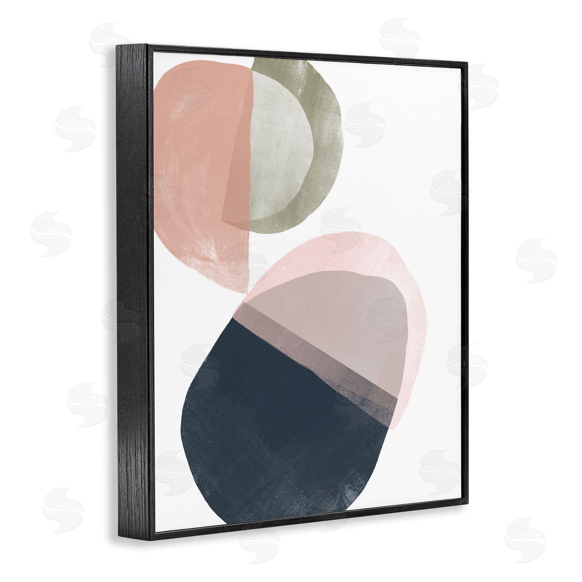June Erica Vess Asymmetrical Capsule Abstraction Blue Green Pink Black Framed Giclee Wall Art