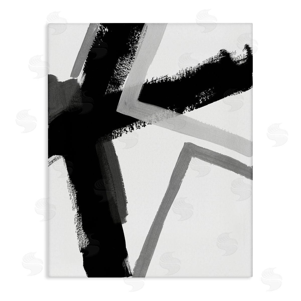 June Erica Vess Bold Angle Abstract Design Black Grey Lines Canvas Wall Art