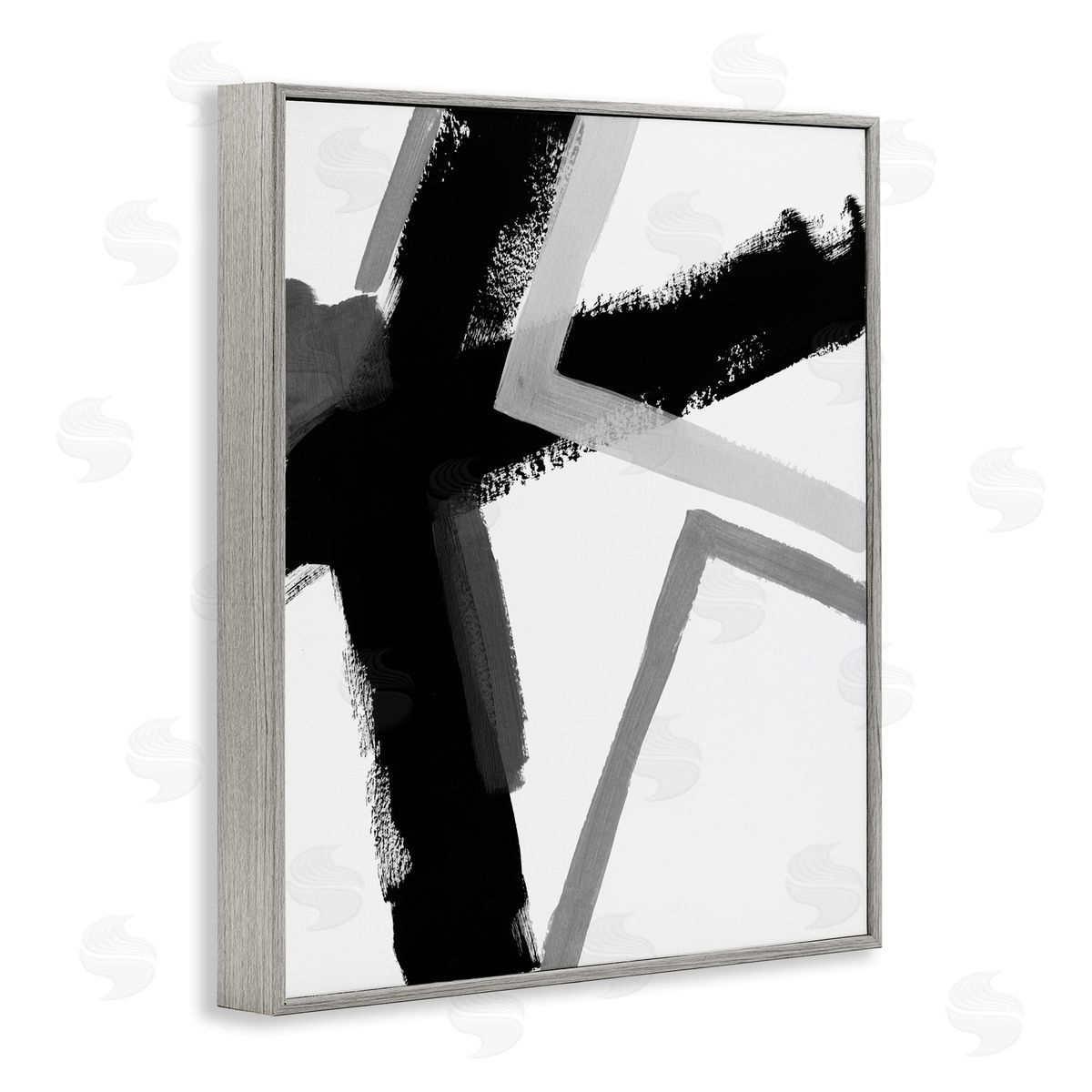 June Erica Vess Bold Angle Abstract Design Black Grey Lines Gray Framed Giclee Wall Art