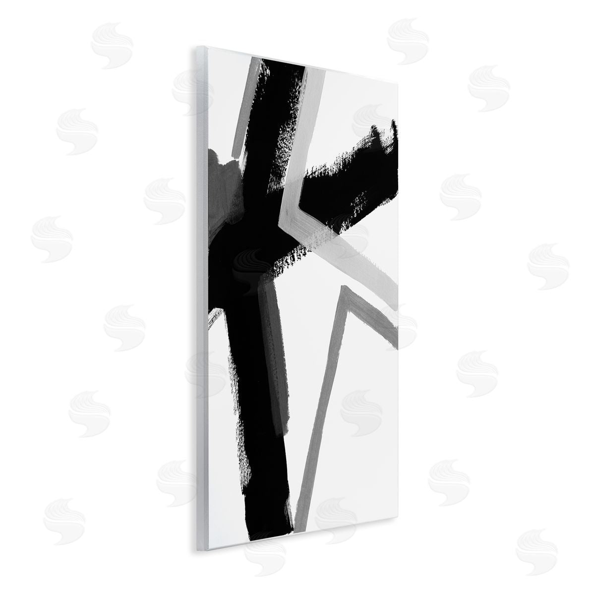 June Erica Vess Bold Angle Abstract Design Black Grey Lines Wall Plaque Art