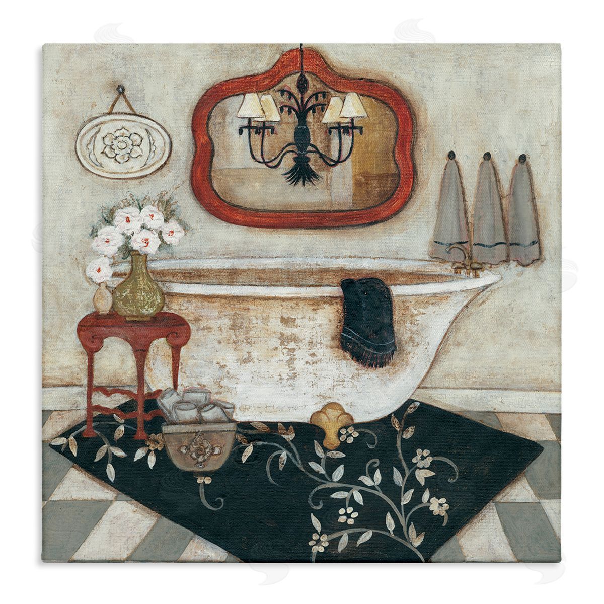 R. Rig Bathroom Interior Soft Vintage Home Charm Canvas Wall Art