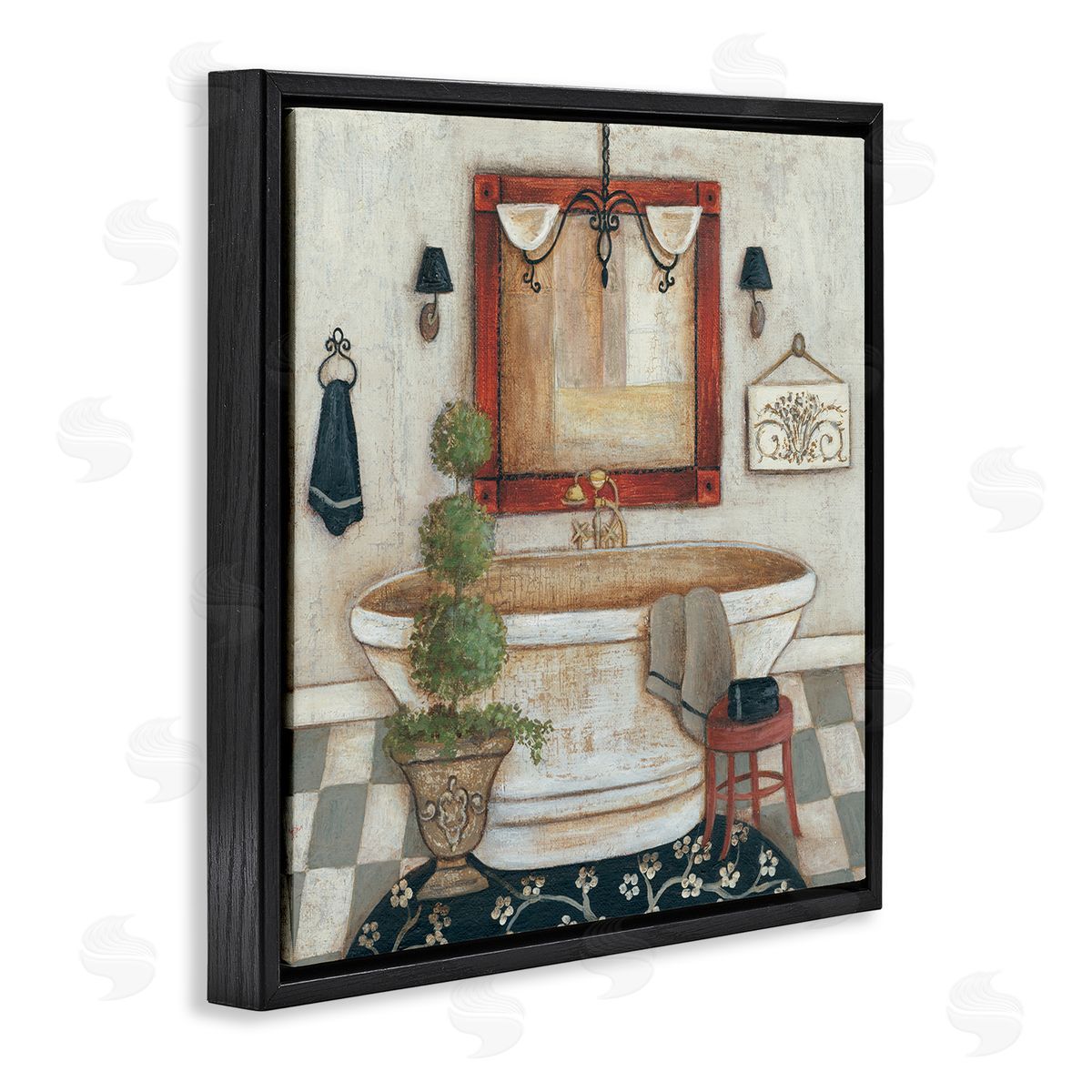 R. Rig Chic Bathroom Interior Traditional Home Charm Black Floater Frame Canvas Art