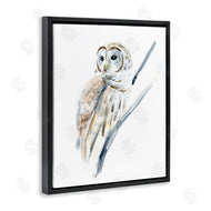 Annie Warren | Soft Arctic Owl Perched on Minimal Branch