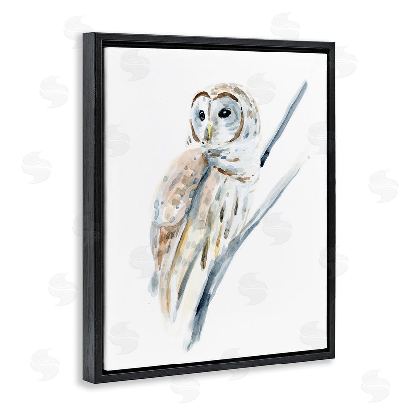 Annie Warren | Soft Arctic Owl Perched on Minimal Branch