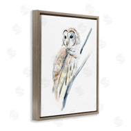Annie Warren | Soft Arctic Owl Perched on Minimal Branch