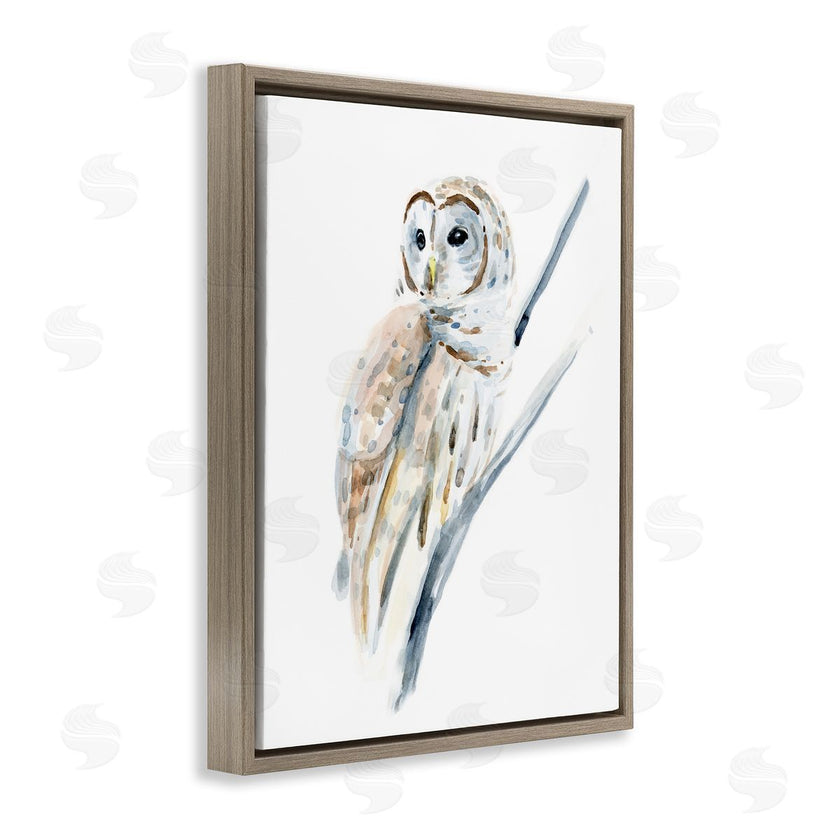 Annie Warren | Soft Arctic Owl Perched on Minimal Branch