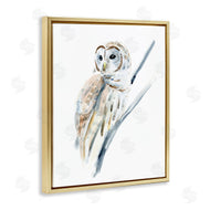 Annie Warren | Soft Arctic Owl Perched on Minimal Branch