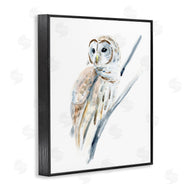 Annie Warren | Soft Arctic Owl Perched on Minimal Branch
