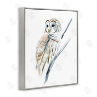 Annie Warren | Soft Arctic Owl Perched on Minimal Branch