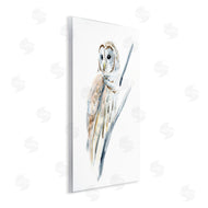 Annie Warren | Soft Arctic Owl Perched on Minimal Branch